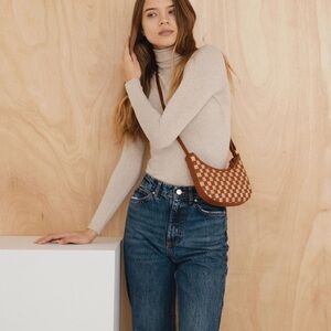 Bembien Mini Sling crossbody Bag in Caramel/Cream Check